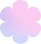 Fiore stilizzato con sfumature rosa e viola, forma semplice e morbida.
